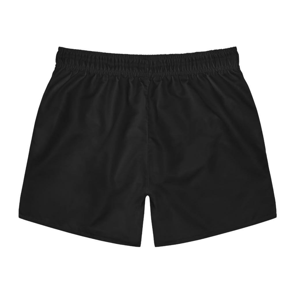 Men's Black Swim Trunks with Red ST Logo — Quick-Dry Beach Shorts